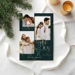 Tarjeta Festiva Estrella de la alegría de la luz del amor David Ha<br><div class="desc">Elegante Hanukkah tarjeta de tres collage de fotos con un elegante diseño de tipografía "Love Joy Light" en oro falso. Las estrellas doradas espumosas crean la estrella de David. Obra de Moodthology Papery.</div>