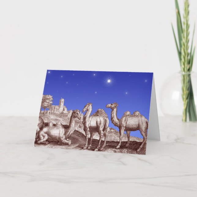 Tarjeta Festiva Estrella de los camellos de Belén (Anverso)