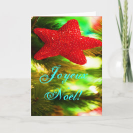 Tarjeta Festiva Estrella de los Navidades rojos Joyeux Noel