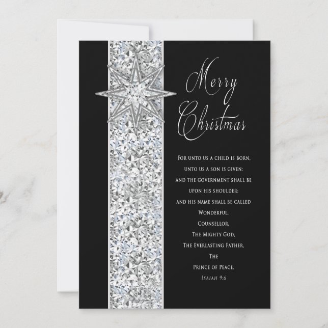 Tarjeta Festiva ESTRELLA DE navidades - CRISTIANO - NEGRO/PLATA (Anverso)