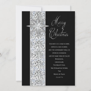 Tarjeta Festiva ESTRELLA DE navidades - CRISTIANO - NEGRO/PLATA