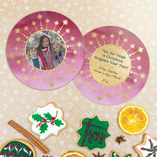 Tarjeta Festiva Estrella de Navidades festivos: foto roja y dorada