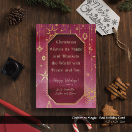 Tarjeta Festiva Estrella de Navidades festivos: foto roja y dorada