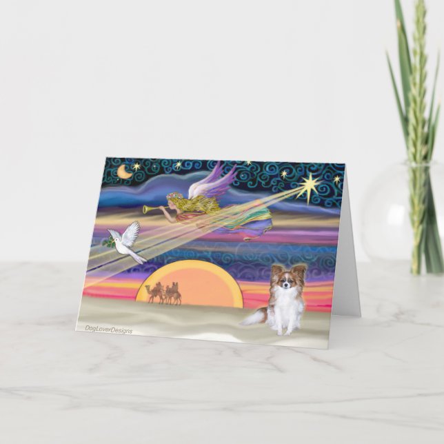 Tarjeta Festiva Estrella de Navidades - Papillon (capital roja) - (Anverso)