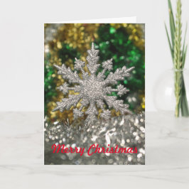 Tarjeta Festiva Estrella de Navidades Purpurina de Plata