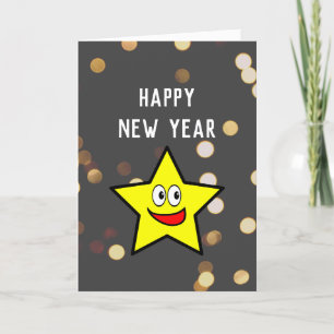 Tarjeta Festiva Estrella de Oro de Año Nuevo de Aliento