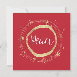 Tarjeta Festiva Estrella de Oro de la Paz Roja Moderna Elegante
