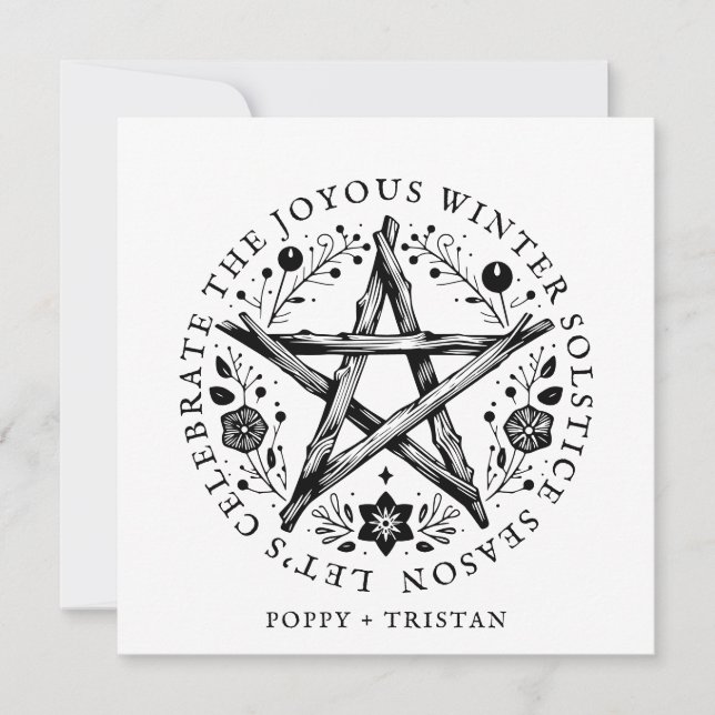 Tarjeta Festiva Estrella de peluca del solsticio de invierno Penta (Anverso)