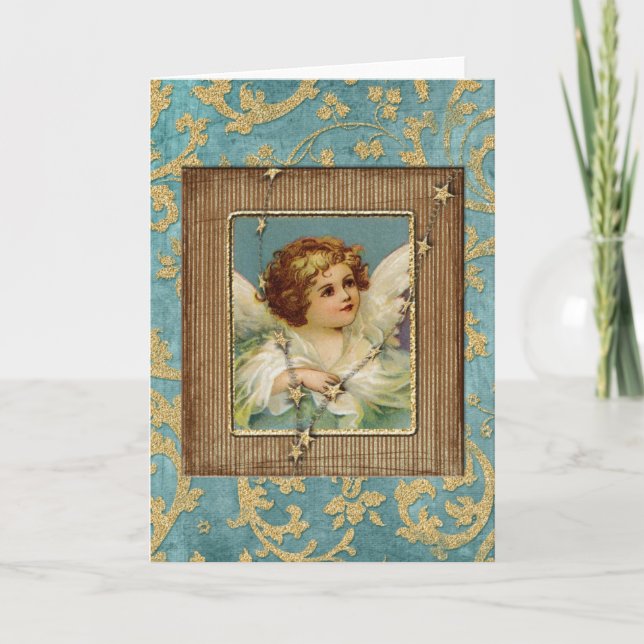 Tarjeta Festiva Estrella del ángel buenas fiestas (Anverso)