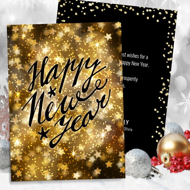 Tarjeta Festiva Estrella del oro festivo feliz año nuevo (Subido por el creador)