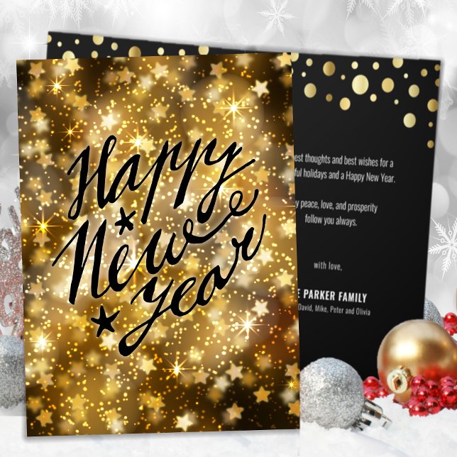 Tarjeta Festiva Estrella del oro festivo feliz año nuevo (Subido por el creador)