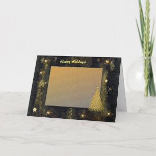 Tarjeta Festiva Estrella dorada y árbol