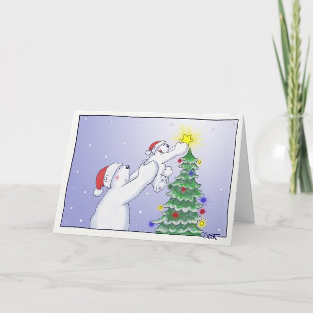 Tarjeta Festiva Estrella en el árbol (Anverso)