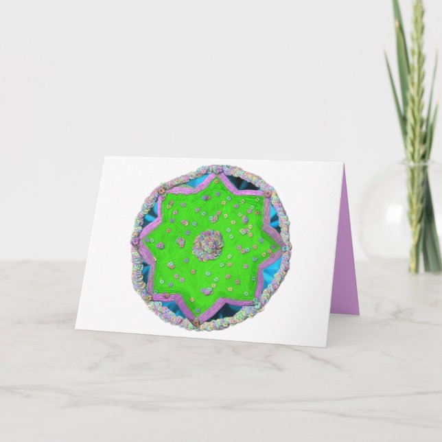 Tarjeta Festiva Estrella floral de 8 puntas Eid (Anverso)