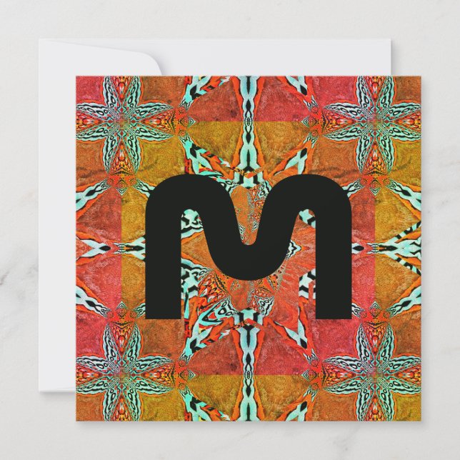 Tarjeta Festiva Estrella fractal de la complejidad futura monogram (Anverso)