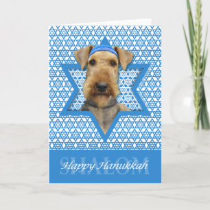 Tarjeta Festiva Estrella Hanukkah de David - Airedale Terrier