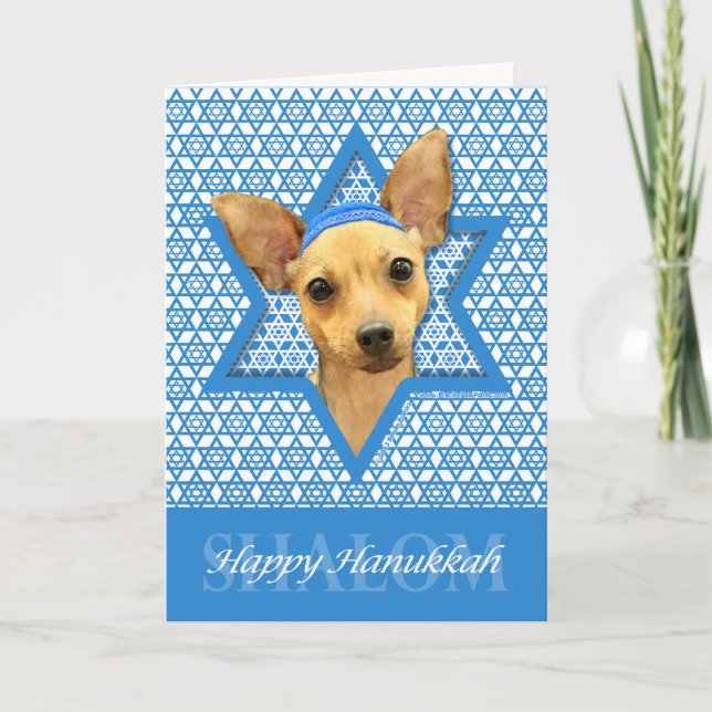 Tarjeta Festiva Estrella Hanukkah de David - Chihuahua (Anverso)