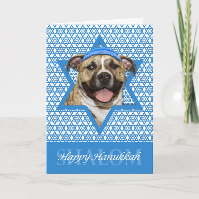 Tarjeta Festiva Estrella Hanukkah de David - Pitbull - Tigre (Anverso)