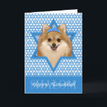 Tarjeta Festiva Estrella Hanukkah de David - Pomerania<br><div class="desc">Lo que podría hacer que decir Feliz Hanukkah sea más divertido que tener a este Perro Pomerania usando un Yamaka rodeado por la Estrella de David. Este maravilloso diseño navideño hará las delicias de tus amigos y familiares, así como de otros amantes de los animales. Este diseño está disponible en...</div>
