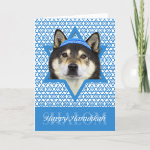 Tarjeta Festiva Estrella Hanukkah de David - Shiba Inu - Yasha