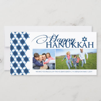 Tarjeta Festiva Estrella Hanukkah Del Patrón Geométrico 2 De David