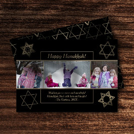 Tarjeta Festiva Estrella honesta de oro de Hanukkah moderna de Dav