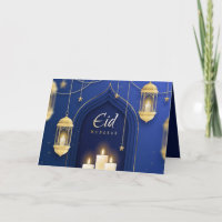 Estrella islámica de farol Eid Mubarak Candle Blue