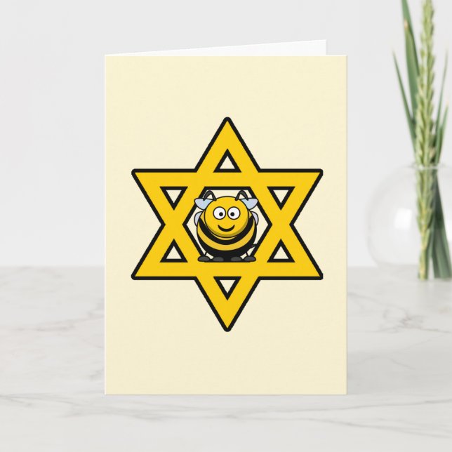 Tarjeta Festiva Estrella judía de abejas de David (Anverso)