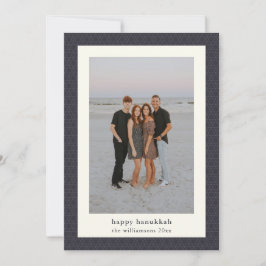 Tarjeta Festiva Estrella moderna de Hanukkah Elegante foto azul de