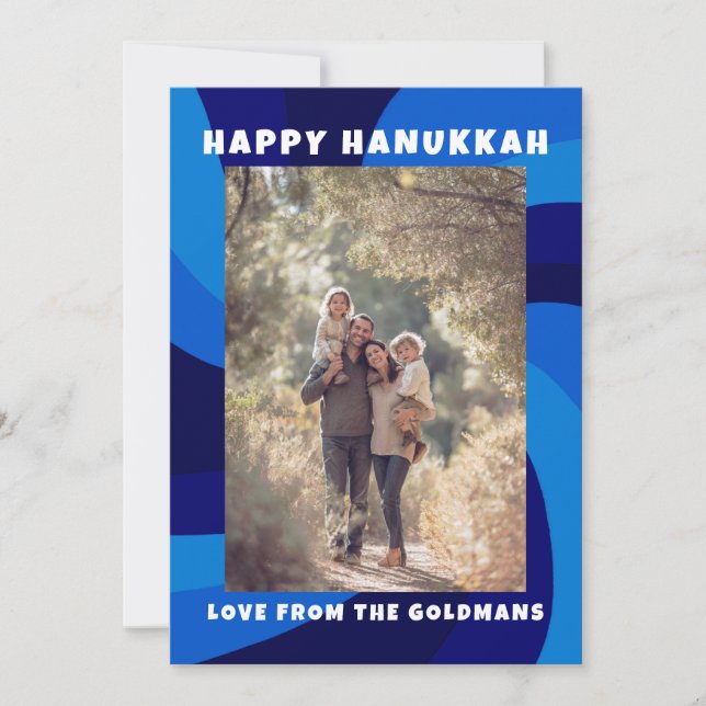Tarjeta Festiva Estrella moderna de Swirl de David HAPPY HANUKKAH  (Anverso)