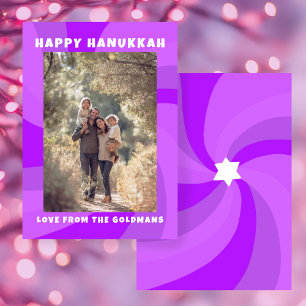 Tarjeta Festiva Estrella moderna de Swirl de David HAPPY HANUKKAH 