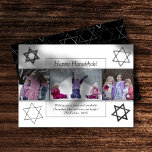 Tarjeta Festiva Estrella monocroma Hanukkah moderna de David 3 Fot<br><div class="desc">El clásico minimalista bar/murciélago Mitzvah y la moderna estrella de David Hanukkah con un fondo sólido crean un diseño elegante y sofisticado. Para obtener otros colores de coordinación o productos coincidentes,  visite JustFharryn @ Zazzle.com o póngase en contacto con el diseñador,  c/o Fharryn@yahoo.com Todos los derechos reservados. Zazzlemade.</div>