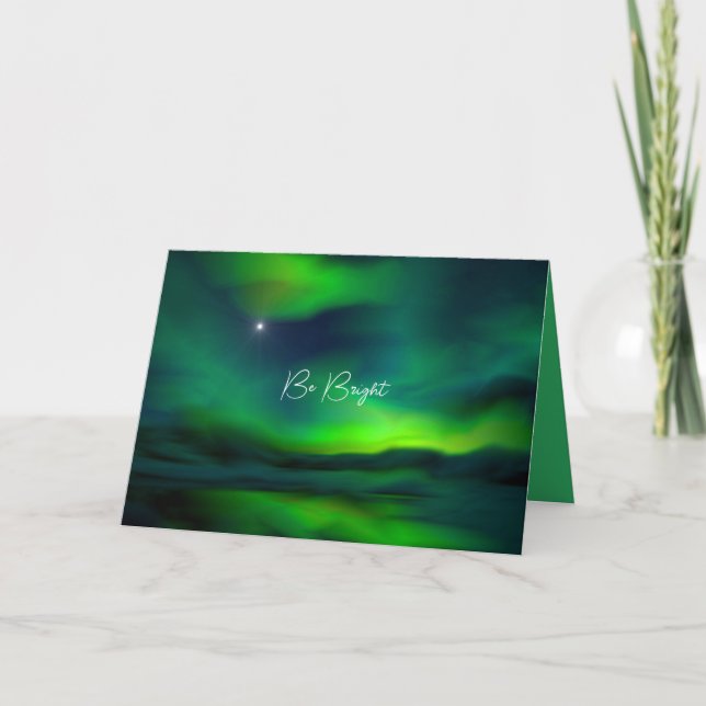 Tarjeta Festiva Estrella norte de las luces boreales ser Minimalis (Anverso)