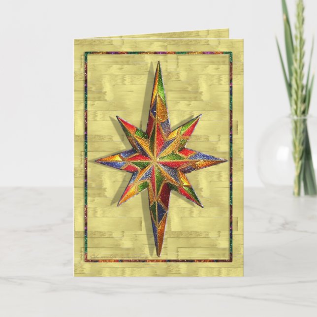 Tarjeta Festiva Estrella purpurina (Anverso)