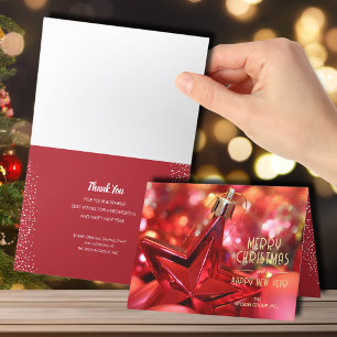 Tarjeta Festiva Estrella Roja Ornament Business Gracias Follado