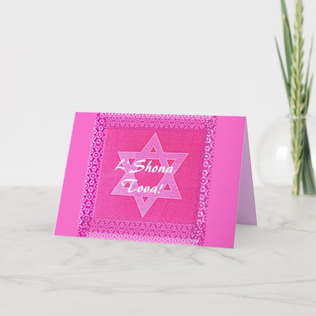 Tarjeta Festiva Estrella rosa bonito de David Card (Anverso)