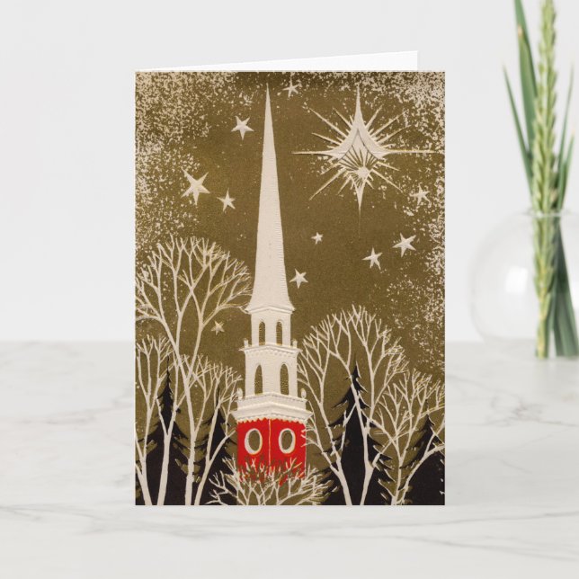 Tarjeta Festiva Estrella y acero navidades sobre el oro (Anverso)