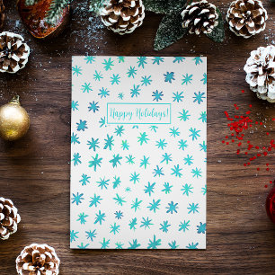 Tarjeta Festiva Estrellas acuarela - turquesa