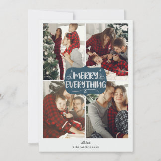 Tarjeta Festiva Estrellas azules y plateadas Merry Everything Mult
