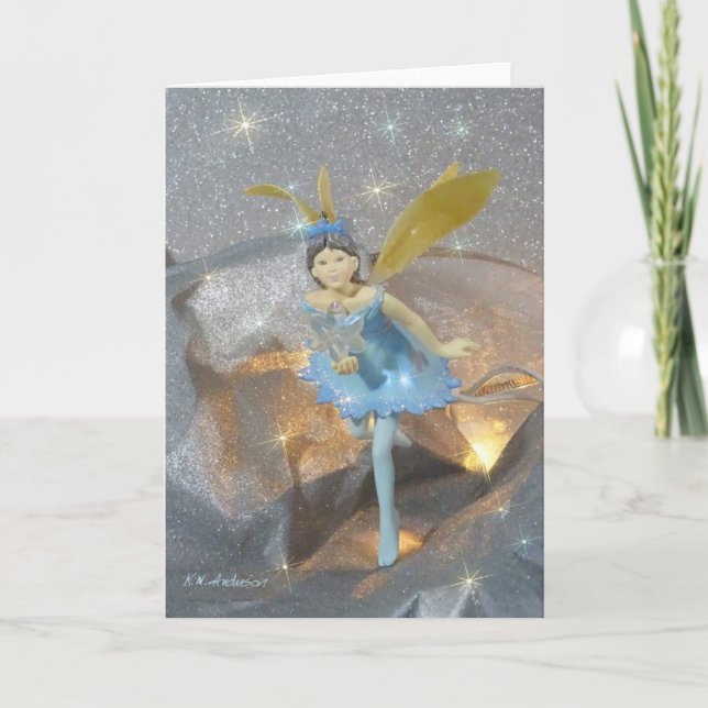 Tarjeta Festiva Estrellas coloridas del hada azul (Anverso)