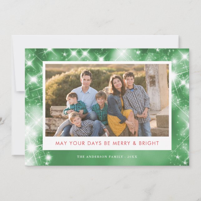 Tarjeta Festiva Estrellas de amarre y brillante | Dos Navidades fo (Anverso)
