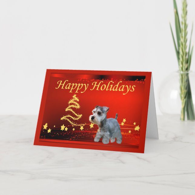 Tarjeta Festiva Estrellas de cartas de Navidades Schnauzer en mini (Anverso)