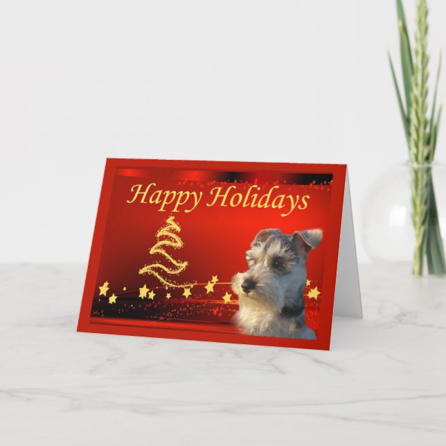 Tarjeta Festiva Estrellas de cartas de Navidades Schnauzer en mini (Anverso)