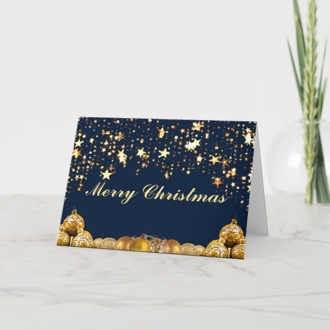 Tarjeta Festiva Estrellas de oro, balbuceos, árboles y mensajes pa (Anverso)