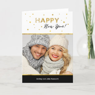 Tarjeta Festiva Estrellas de Oro - Feliz Año Nuevo