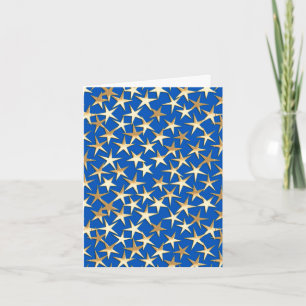 Tarjeta Festiva Estrellas de oro sobre azul cobalto