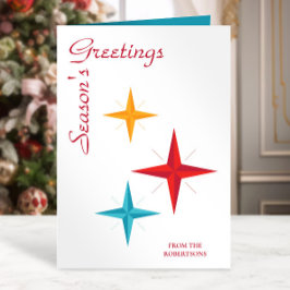 Tarjeta Festiva Estrellas de sangre, Navidades retro modernos de m
