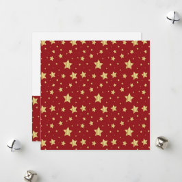 Tarjeta Festiva Estrellas doradas sobre fondo rojo