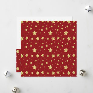 Tarjeta Festiva Estrellas doradas sobre fondo rojo