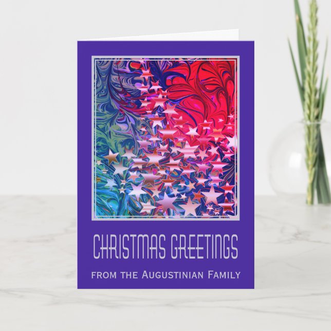 Tarjeta Festiva Estrellas navidades | ABSTRACCIÓN | Púrpura | Fest (Anverso)